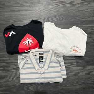 (3) shirt bundle volcom, rvca, & quicksliver